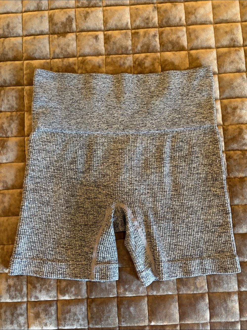 High-Rise Ribbed Knit Women’s Shorts - Gray